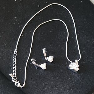 Silver Tone Necklace And Earring  Set